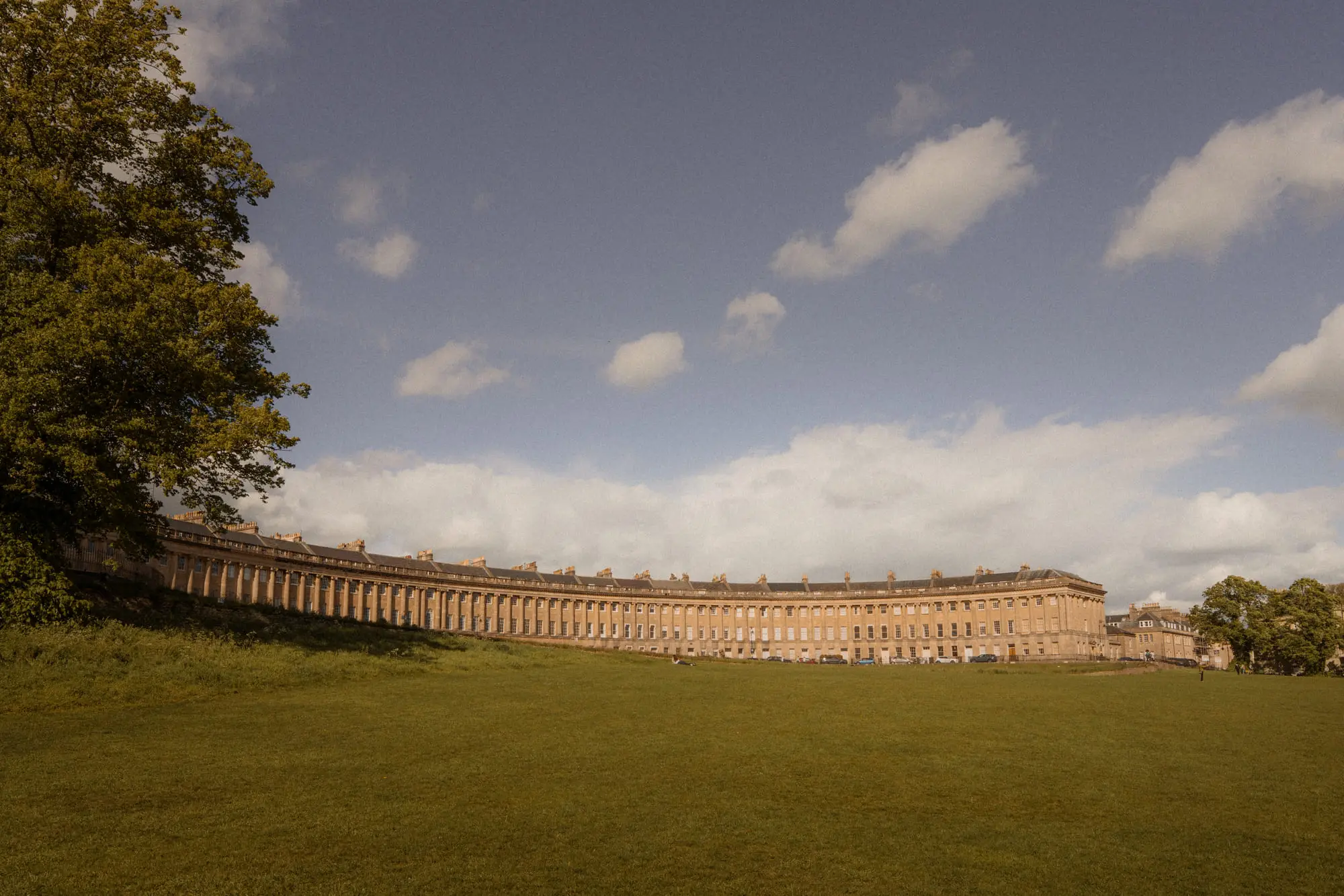 The Royal Crescent and its wide lawn under a big sky