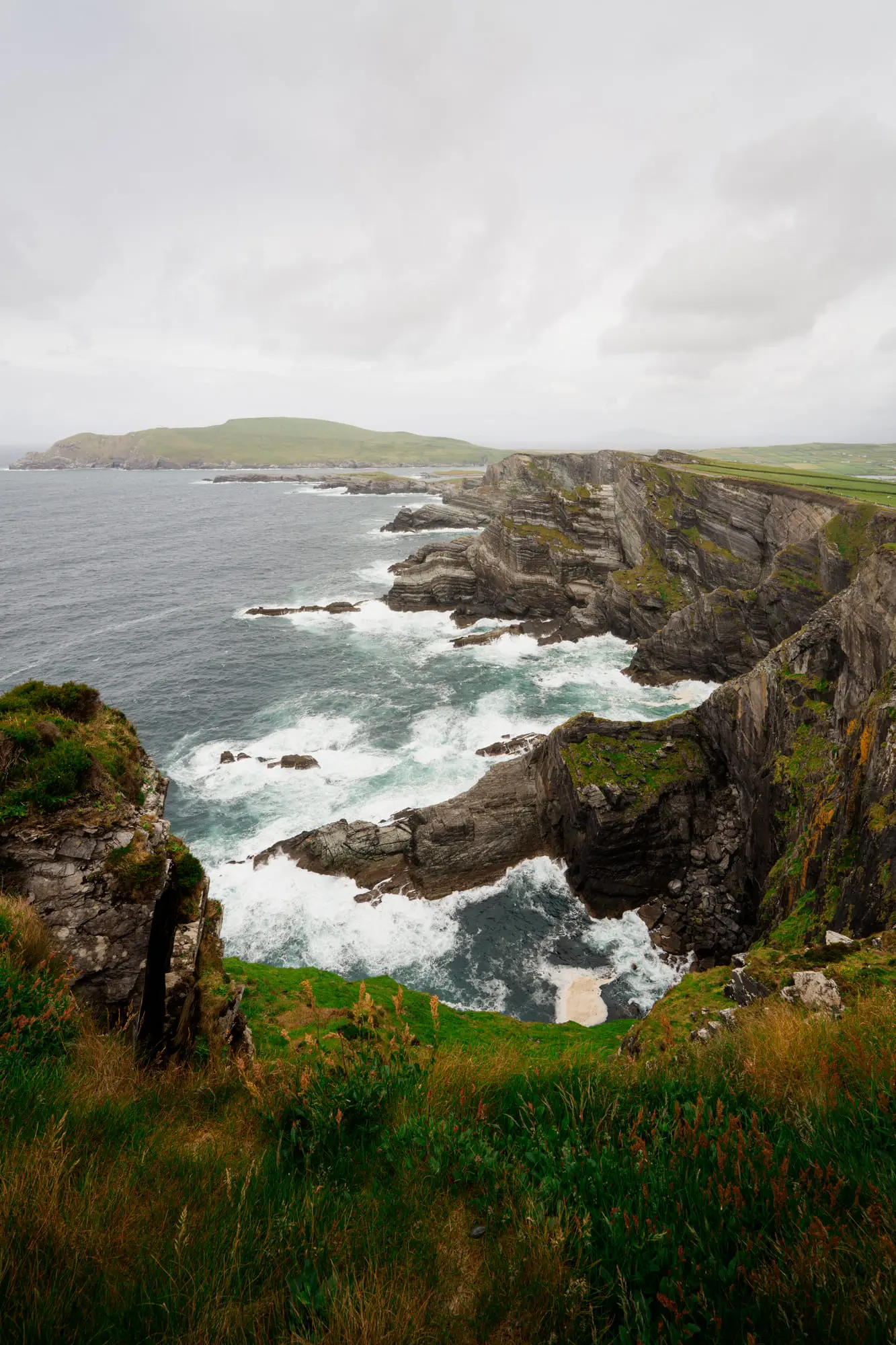 The Kerry Cliffs falling to a wild sea