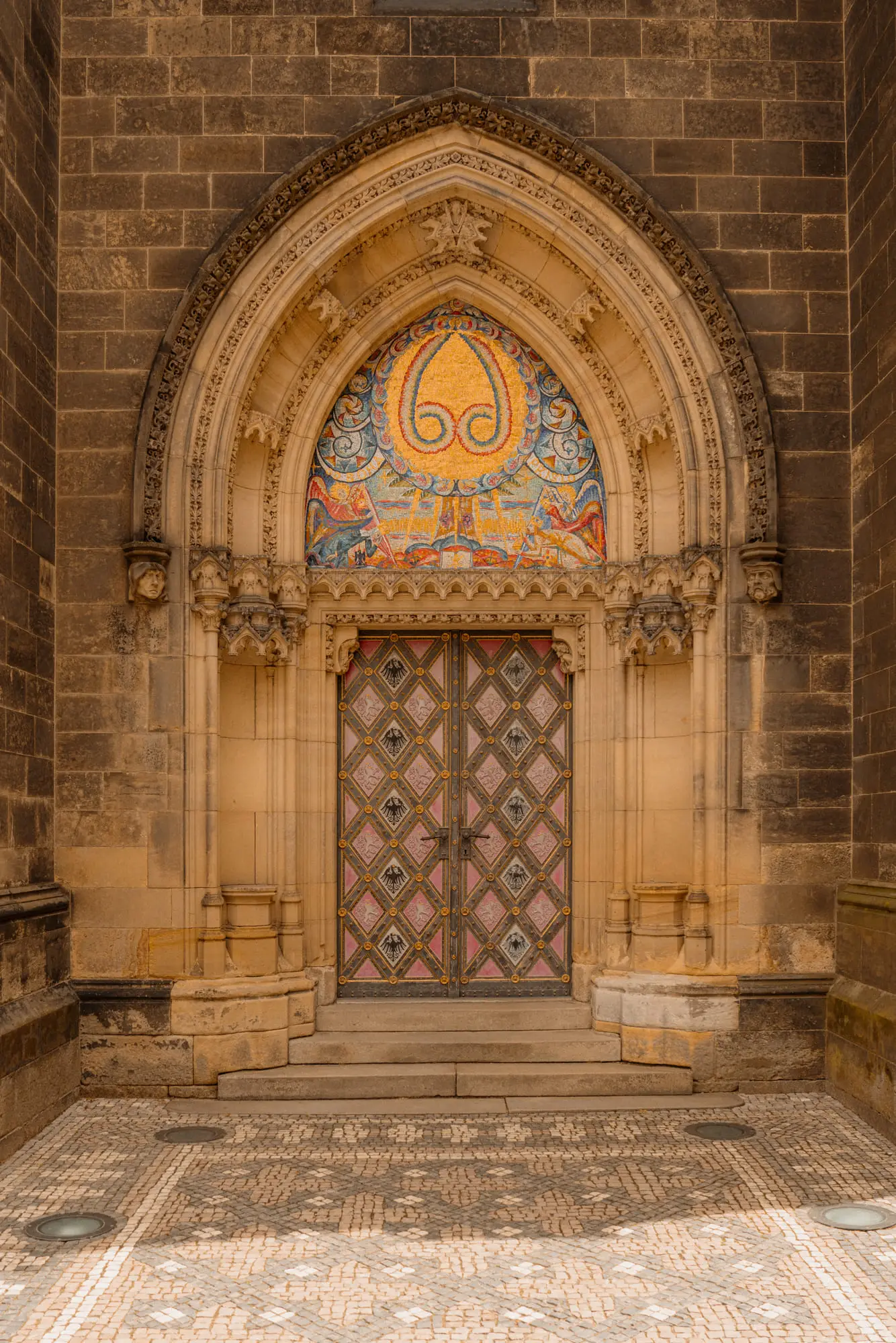 The mosaic doorway of the basilica at Vysehrad, Prague